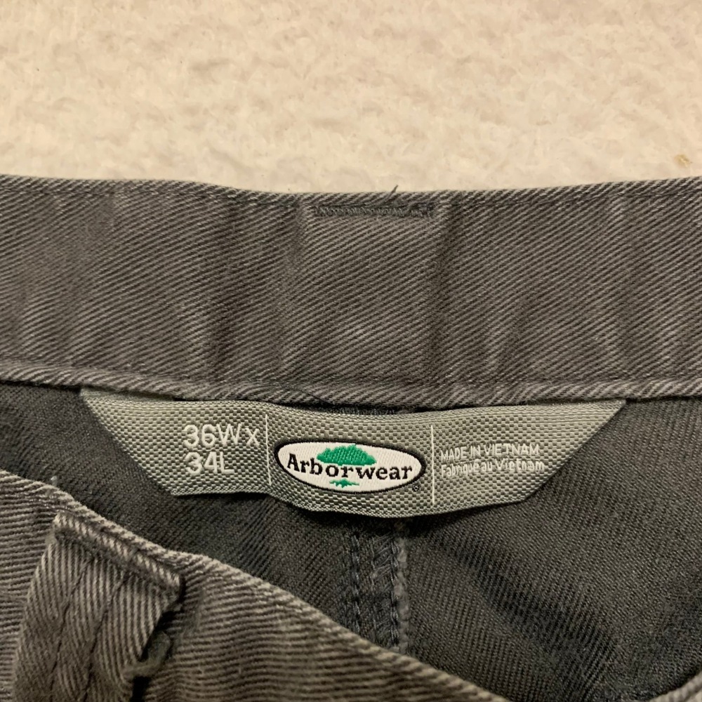 Arborwear Canvas Work Pants 36x34 (FITS 36x33) Faded Utility Rugged *HOLE* Gray - Picture 3 of 11